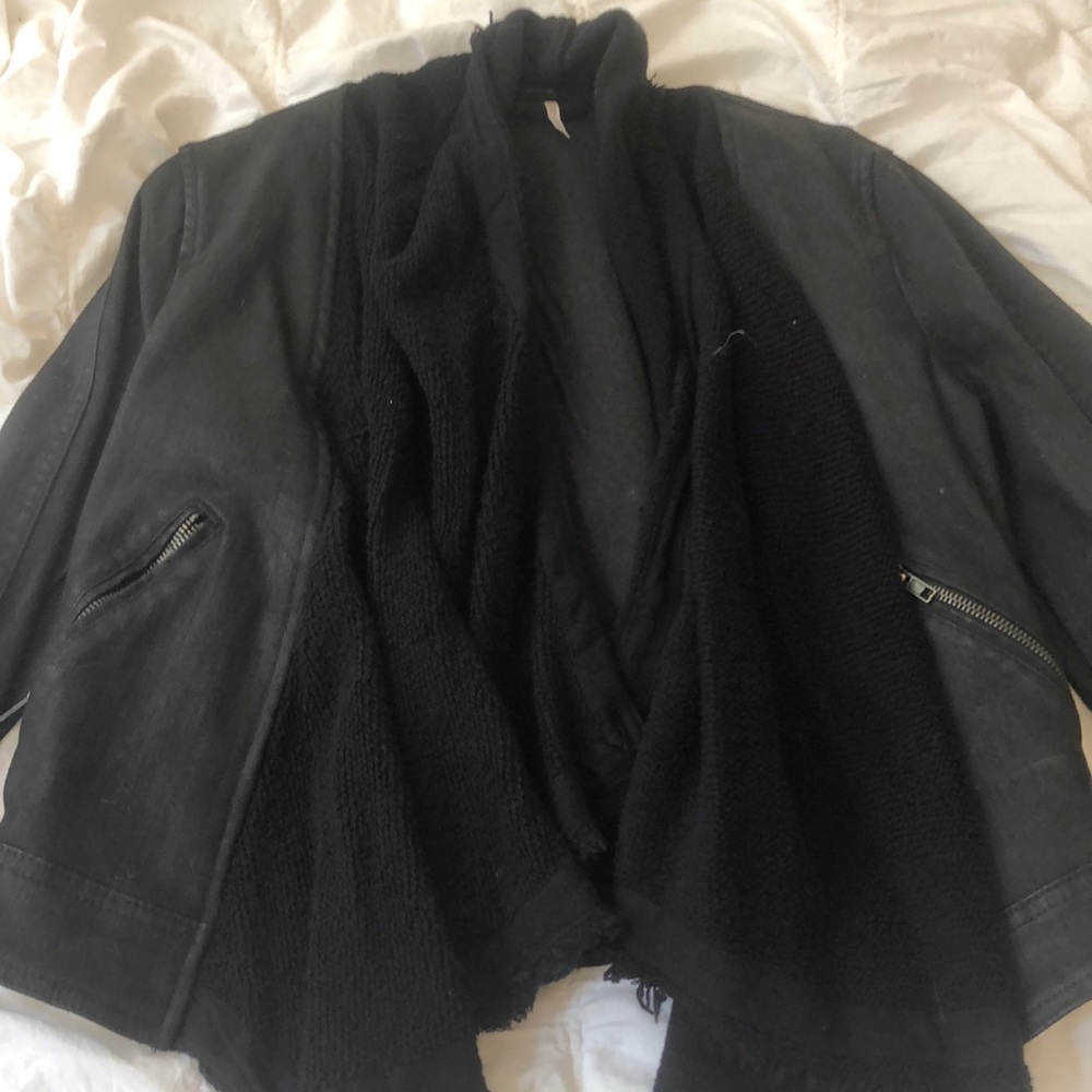 Free People Denim Jacket with woven detailing SZ 6